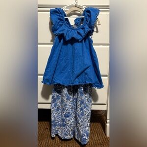 Tommy Bahama Blue Summer Patterned Pant Set Beachy Cruise Size 7/8